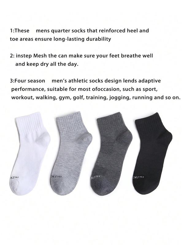 Men's Letter Print Sports Socks, Breathable Comfortable Sports Socks for Running Jogging Golf Cycling, Men's Socks for Fall & Winter