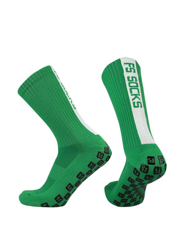 Unisex Letters Print Soccer Socks, Football Socks, Casual Sports Breathable Anti-Slip Crew Socks For Exercise Running Competition, Athletic Socks