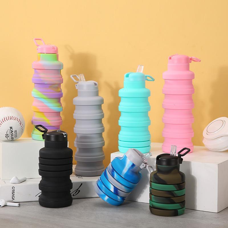 Collapsible Water Bottle, Creative Portable Sports Water Bottles, Silicone Drinking Bottle for Outdoor Sports
