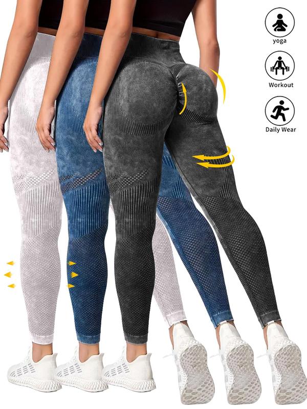 Women's Solid Ruched High Waist Sports Leggings, Comfy Breathable High Stretch Yoga Leggings, Ladies Sportswear for Indoor Outdoor Wear