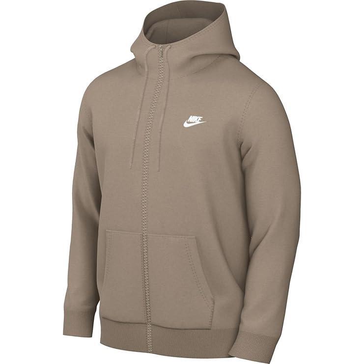 Men's Nike Sportswear Khaki White Club Fleece Full-Zip Hoodie (BV2645 247)