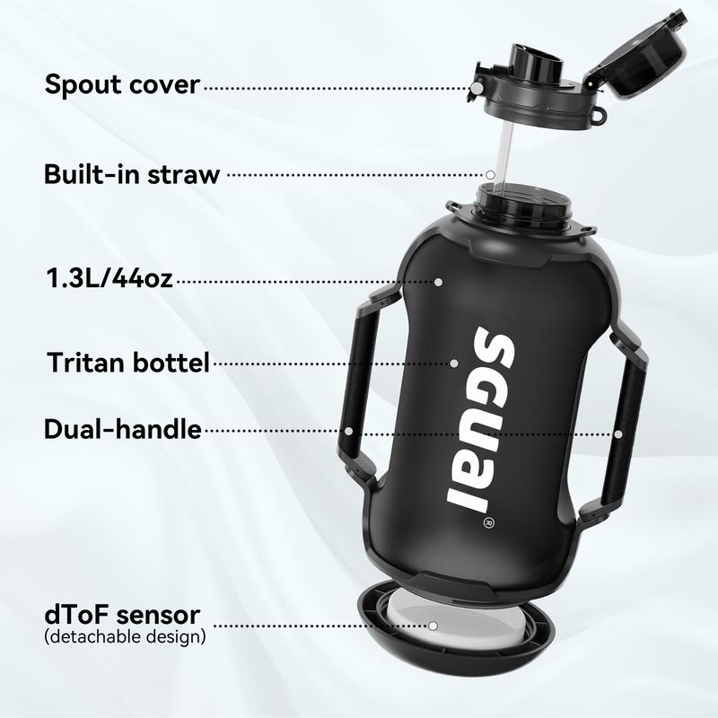 Sports Water ,Unique Smart Water ,Tritan bottel,Spout cover,Built-in straw,Dual-handle,Smart Water Cup with LED Light Diffrent color by APP Control, Smart Novelty Water Flask for Unique Presents,gift idea,44oz,christmas gift,Portable Washable Mug Reusable