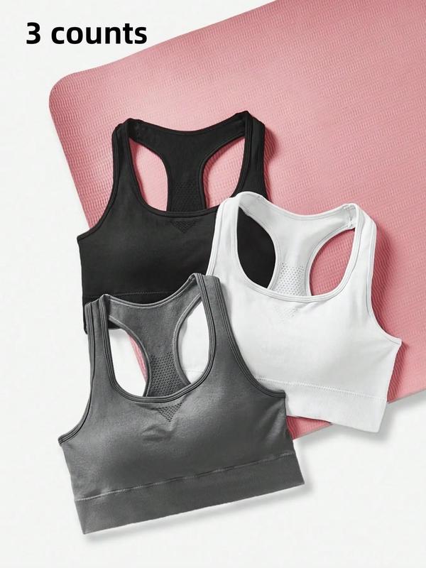 Women's Solid Sports Vest, Breathable High Stretch Detachable Pad Sleeveless Sports Top, Gym Clothing, Minimalist Comfortable Sports Vests for Women Ladies Girls, Minimalist Basic Womenswear, Sports Top, Fall Outfits, Fallfreshness, Running Vest