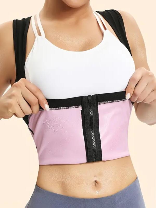 Women's Plain Zipper Faja Underbust Sauna Vest Top, Comfortable Sleeveless Body Shaper Tank Top, Ladies Sportswear Clothing for Workout Gym Exercise Yoga
