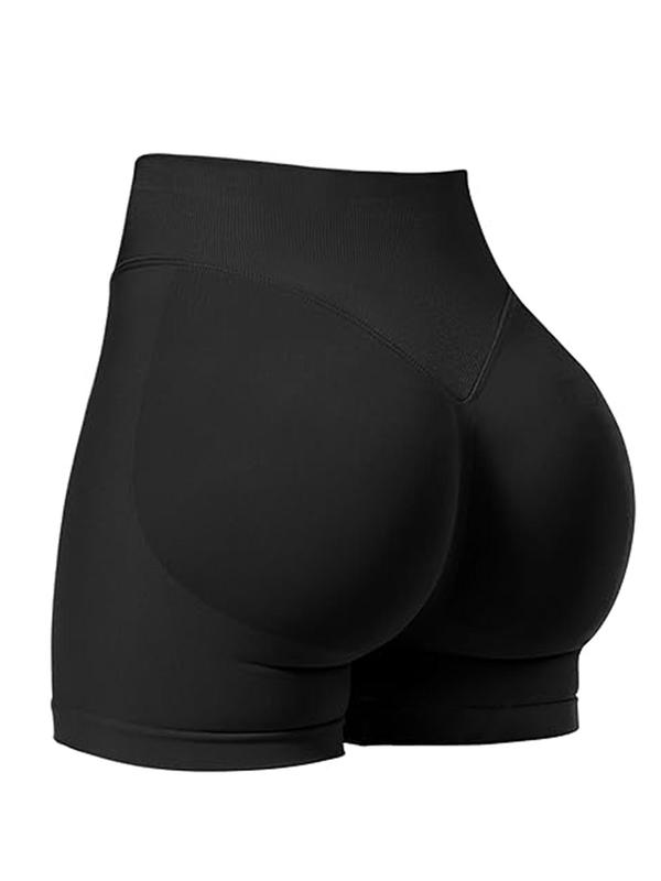 Women's Solid Ruched High Waist Skinny Shorts, Breathable Comfortable Seamless High Stretch Yoga Leggings Shorts, Ladies Bottoms for Indoor Outdoor Wear