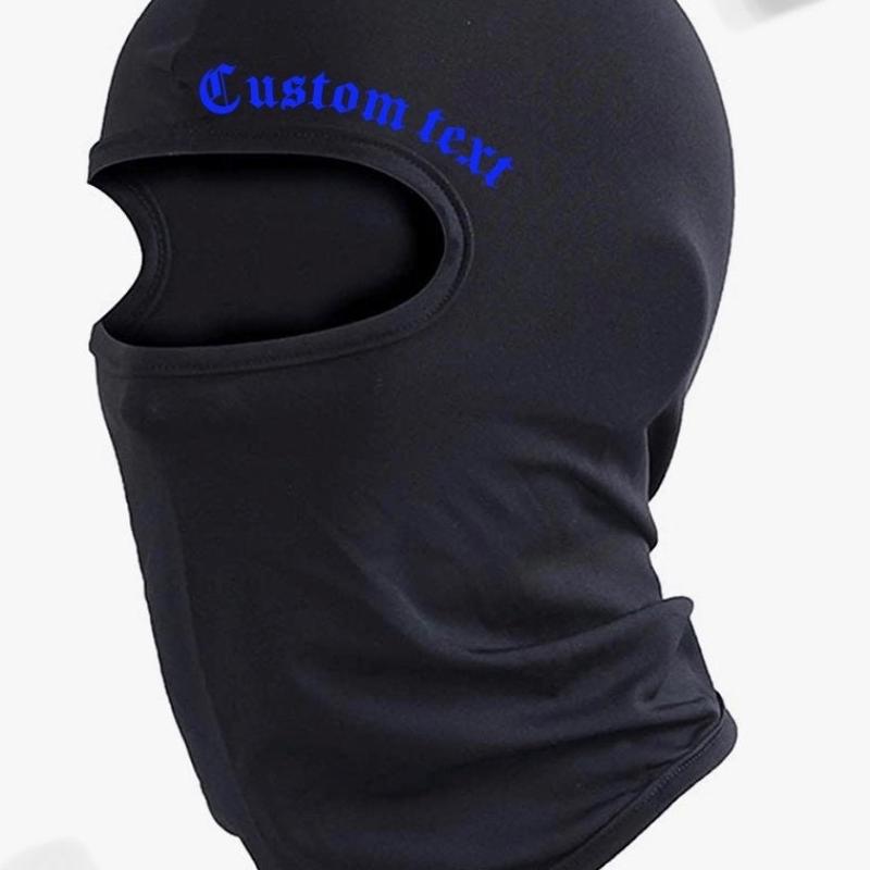 Custom text ski mask balaclava, black