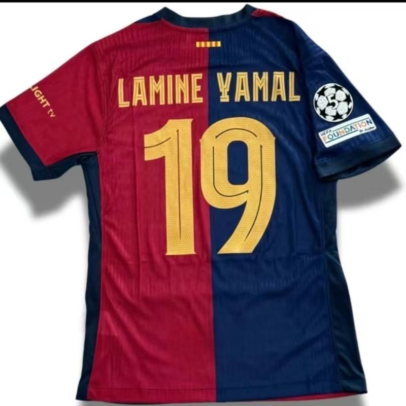 24 25 Barcelona Home Red and Blue Short Sleeve Yamal 19 Jersey LamineYamal