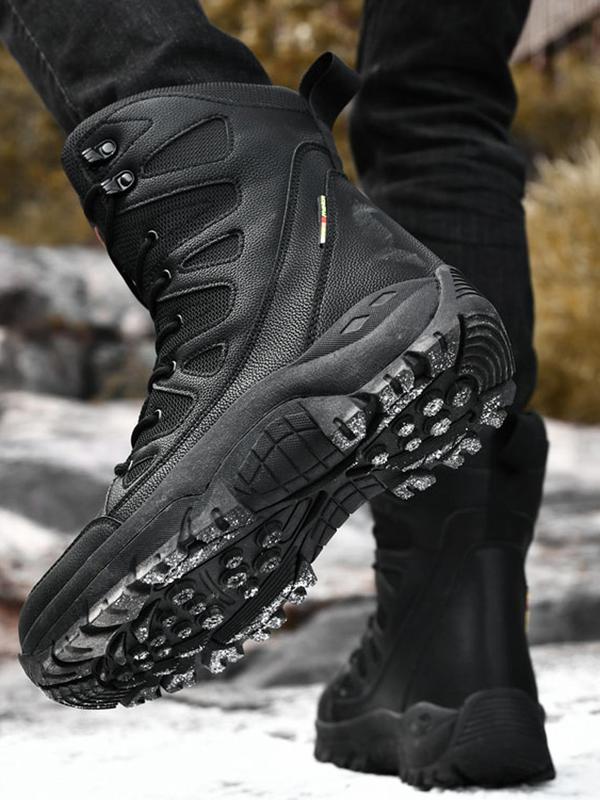 Men's Plain Outdoor Hiking Boots, Casual Sporty Warm Thickened Snow Boots, Non-slip Wear-resistant Waterproof Hiking Outdoor Shoes for Activities