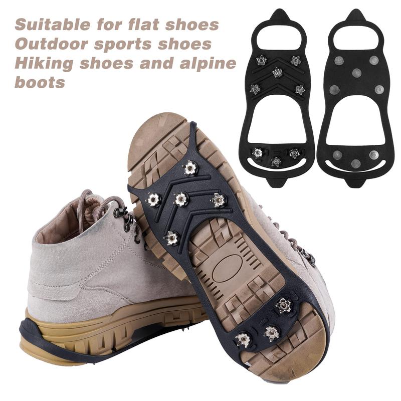 Product discount:2 Pairs Non Slip Gripper Spike Ice Traction Cleats Walk Traction Cleat Ice Snow Grips for Shoes, Boot with 5 Steel StudsCrampons