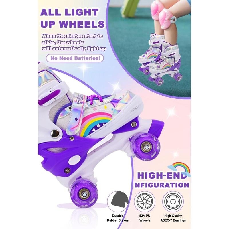 Roller Skates for Girls    Beginners, Adjustable 4 Sizes Roller Skates for Adult and Youth with All Light Up Wheels, Patines para ninas for Outdoor Indoor