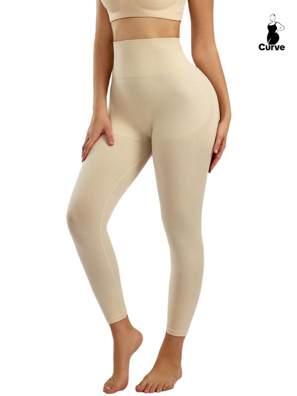 Plus Size High Waist Butt Lifting Shapewear Leggings, High Stretch Seamless Tummy Control Leggings, Women's Shapewear Bottoms For Summer Spring Fall