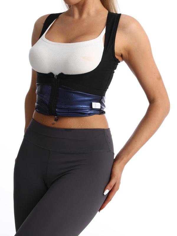 Women's Plain Zipper Faja Underbust Sauna Vest Top, Comfortable Sleeveless Body Shaper Tank Top, Ladies Sportswear Clothing for Workout Gym Exercise Yoga