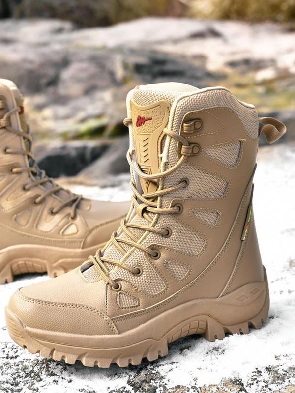 Men's Plain Outdoor Hiking Boots, Casual Sporty Warm Thickened Snow Boots, Non-slip Wear-resistant Waterproof Hiking Outdoor Shoes for Activities