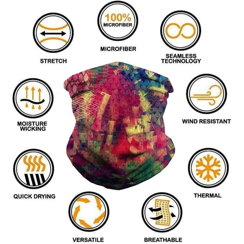 6 Pack Camo Neck Gaiter for Women Balaclava Tube UV Face Mask Headband Men Ski Cooling Bandanas