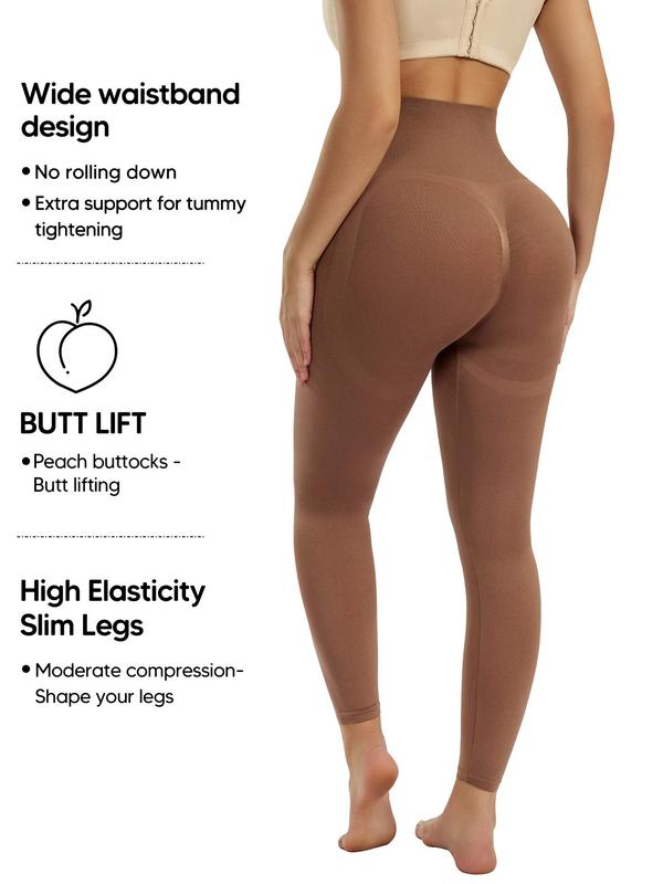 Women's High Waist Butt Lifting Shapewear Leggings, High Stretch Seamless Tummy Control Leggings, Women's Shapewear Bottoms, Womenswear