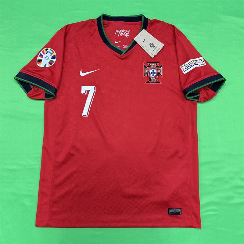 Nike Euro 2024 Portugal Home Cristiano Ronaldo NO.7 Red Short Sleeve Football Jersey