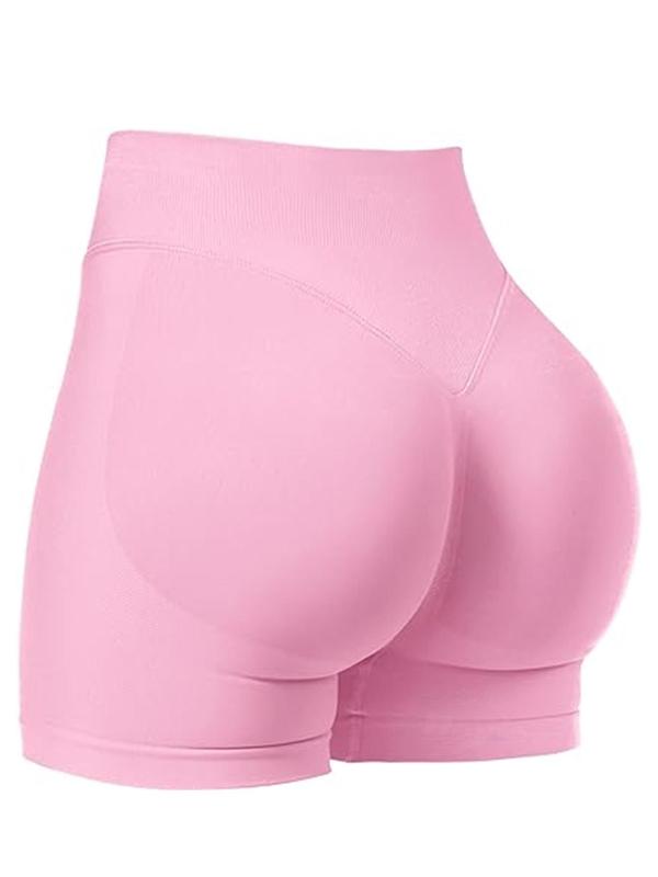 Women's Solid Ruched High Waist Skinny Shorts, Breathable Comfortable Seamless High Stretch Yoga Leggings Shorts, Ladies Bottoms for Indoor Outdoor Wear