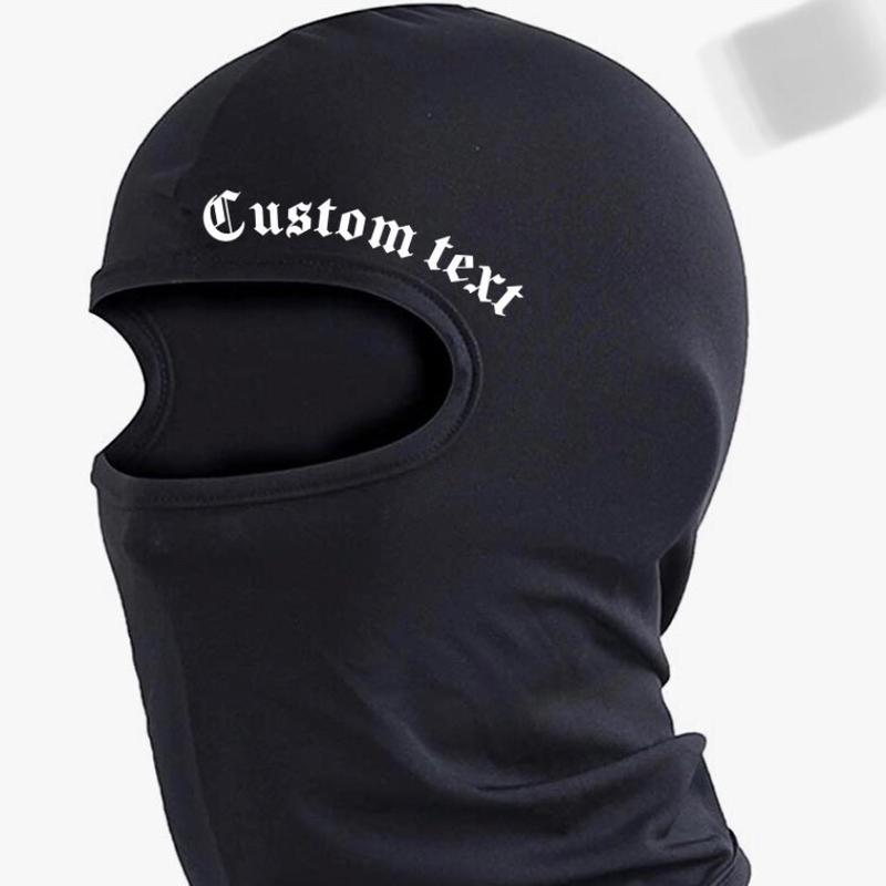 Custom text ski mask balaclava, black