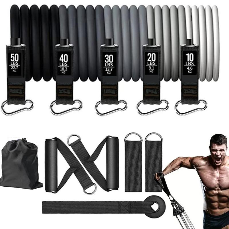 Resistance Band Set, 11pcs set Exercise Band with Door Anchor & Ankle Strap, Fitness Equipment for Home Workout, Christmas Gift