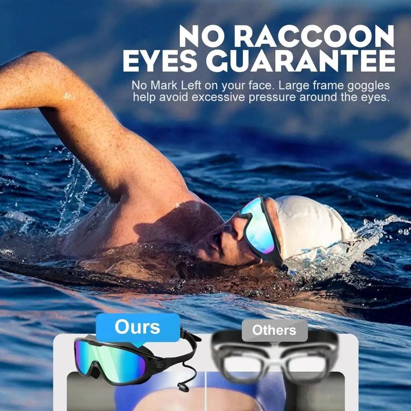 Fogproof and UV-protected Swimming Goggles, 3 Counts set Leak-proof and Durable Swimming Glasses for Men, Women and Teens Wear Nose Clip and Earplugs for Splash Pad