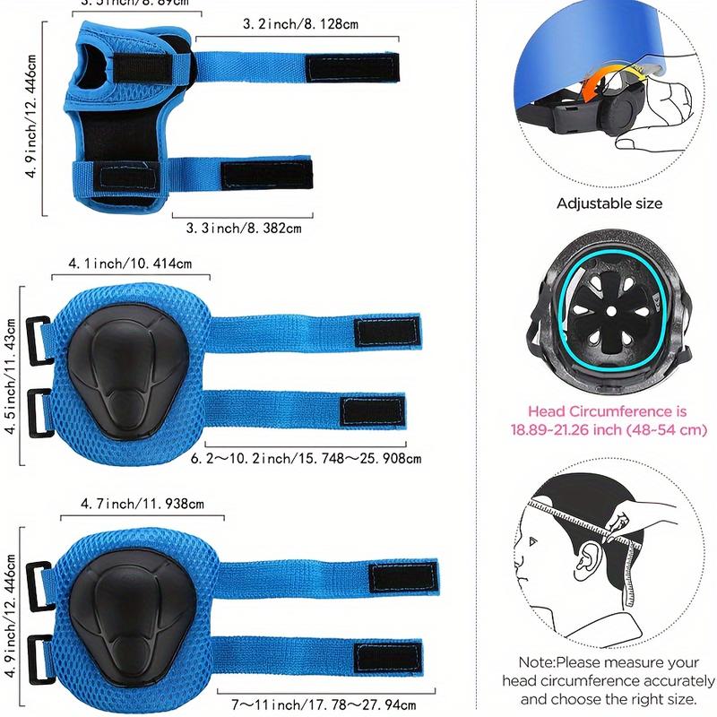 Teen Roller Skating Protective Gear Set, Teen Helmet, Skateboard Knee Pads, Elbow Pads, Wrist Pads, Adjustable Sports Protective Gear, Suitable for Boys and Girls Ages 3-12, Ideal for Roller Skating Scooters