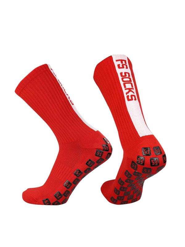 Unisex Letters Print Soccer Socks, Football Socks, Casual Sports Breathable Anti-Slip Crew Socks For Exercise Running Competition, Athletic Socks