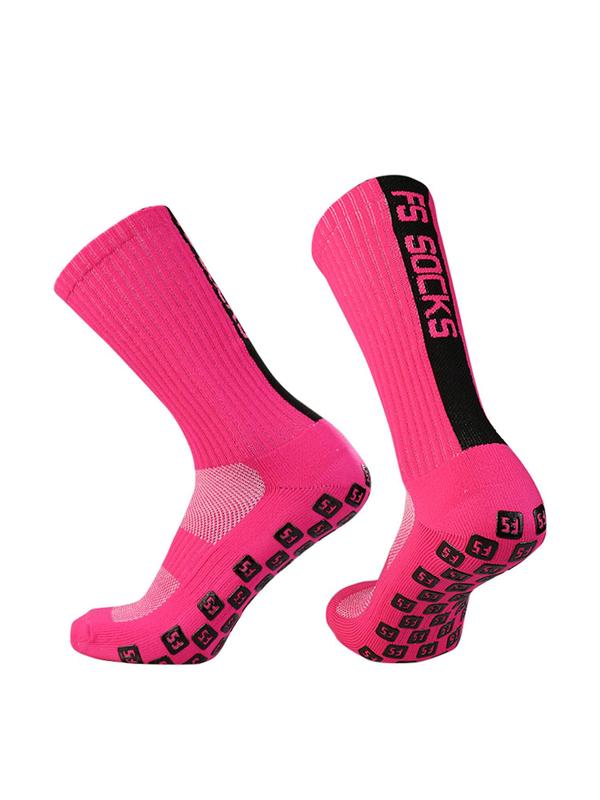 Unisex Letters Print Soccer Socks, Football Socks, Casual Sports Breathable Anti-Slip Crew Socks For Exercise Running Competition, Athletic Socks