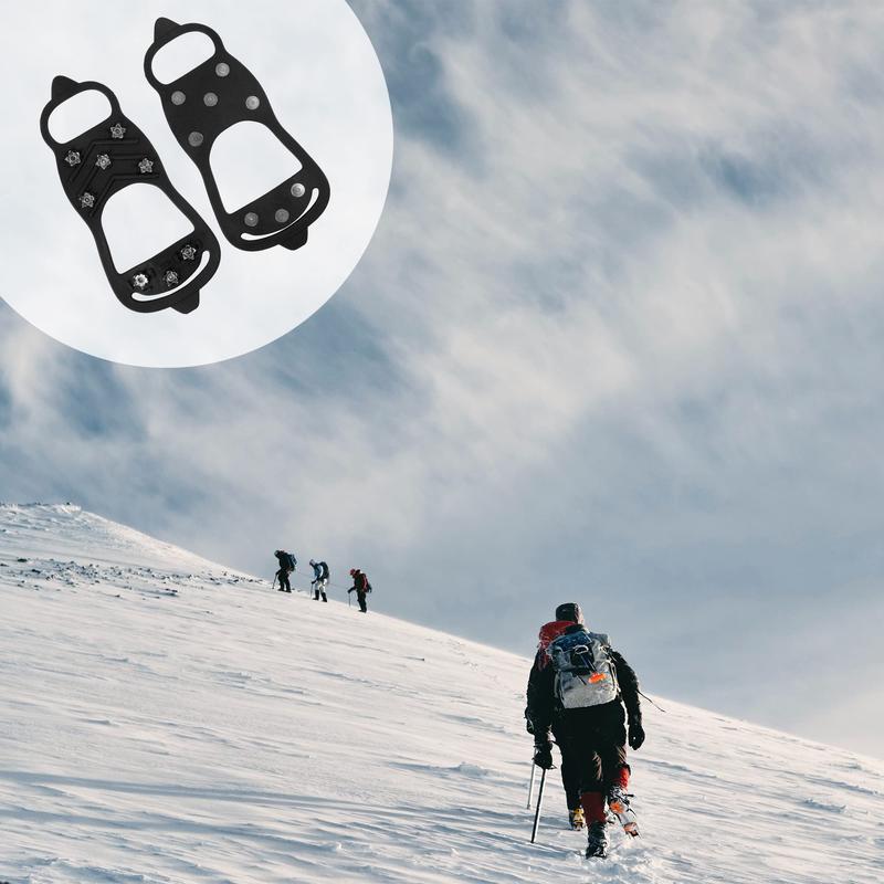 Product discount:2 Pairs Non Slip Gripper Spike Ice Traction Cleats Walk Traction Cleat Ice Snow Grips for Shoes, Boot with 5 Steel StudsCrampons