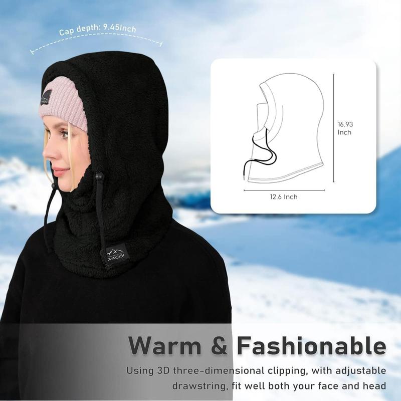 Balaclava Winter Ski Mask for Men and Women Cold Weather Fleece Windproof Face Cover Hooded Scarf Hat Head Warmer