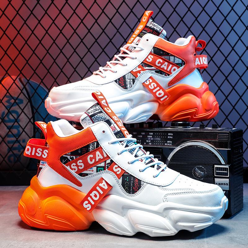 Mens High Top Basketball Shoes, Slip-Resistant,  and Shock Absorbing - Ideal for Various Mens Outdoor Pursuits with Vibrant Colour Block Design