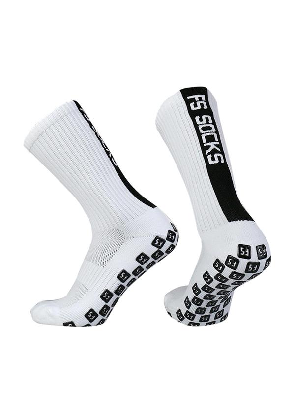 Unisex Letters Print Soccer Socks, Football Socks, Casual Sports Breathable Anti-Slip Crew Socks For Exercise Running Competition, Athletic Socks