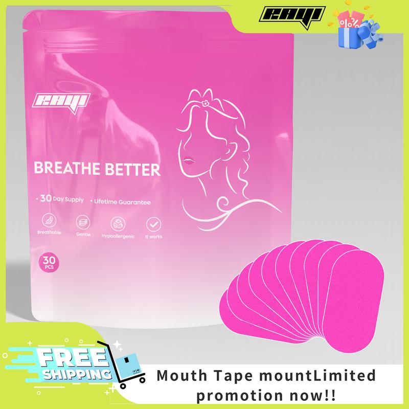 Pink Mouth Tape, with a one-month supply for sleep, pink, gentle, adhesive, 30 Strips, sports accessory.