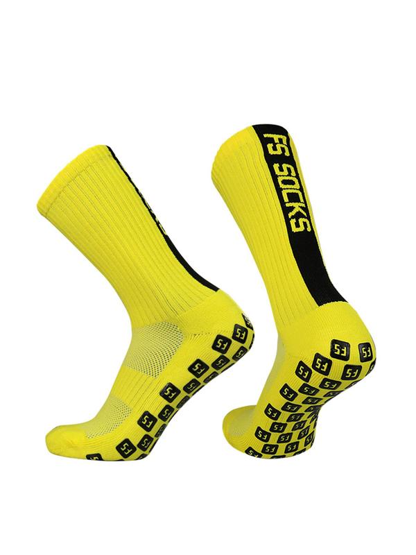 Unisex Letters Print Soccer Socks, Football Socks, Casual Sports Breathable Anti-Slip Crew Socks For Exercise Running Competition, Athletic Socks