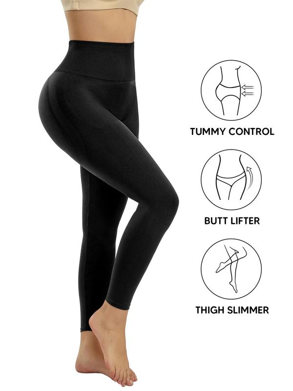 Women's High Waist Butt Lifting Shapewear Leggings, High Stretch Seamless Tummy Control Leggings, Women's Shapewear Bottoms, Womenswear