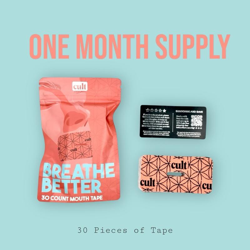 Breathebetter CULT Mouth Tape - 30 Tapes for Sleep, Meditation, Breathwork, Fitness, and Focus