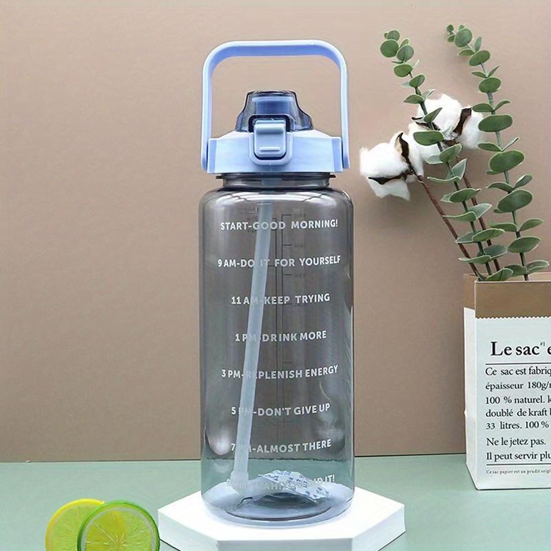 Clear Large Capacity Water Bottle with Time Marker & Straw, Portable Sports Water Bottle With Handle, Outdoor Water Bottle For Men & Women