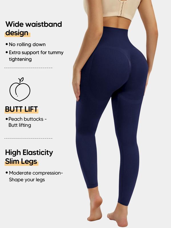 Plus Size High Waist Butt Lifting Shapewear Leggings, High Stretch Seamless Tummy Control Leggings, Women's Shapewear Bottoms For Summer Spring Fall