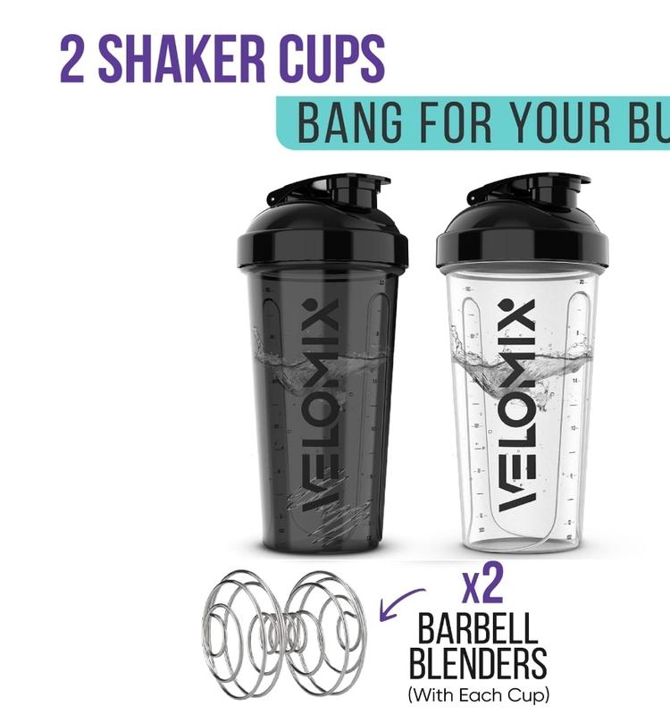 2 Pack- 28 oz Protein Shaker Bottles for Protein Mixes - 2x Wire Whisk | Leak Proof Shaker Cups for Protein Shakes | Protein Shaker Bottle Pack | Shakers for Protein Shakes-Black&Transparent