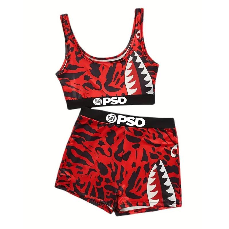 New PSD women's yoga sports suit women's sexy shark print comfortable suit running quick-drying breathable vest