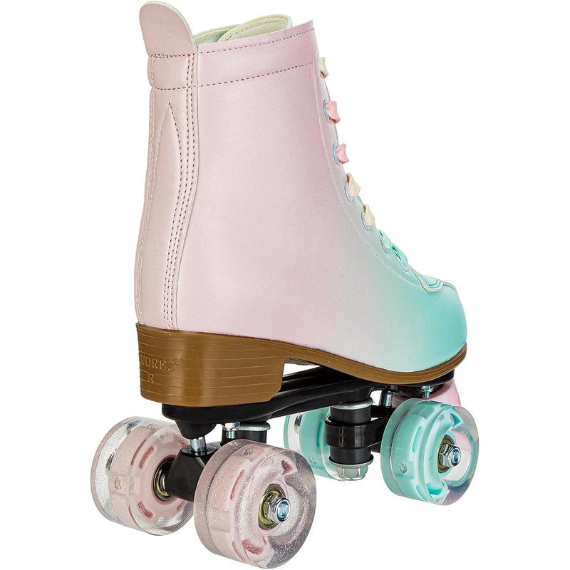 Women'S Roller Skates,Double Row Skates Adjustable Leather High-Top Roller Skates Perfect Indoor Outdoor Adult Roller Skates With Bag