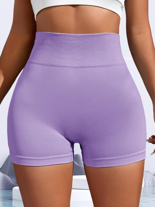 Women's Solid Ruched High Waist Sports Shorts, Breathable Comfortable High Stretch Yoga Shorts, Ladies Sportswear for Indoor Outdoor Wear