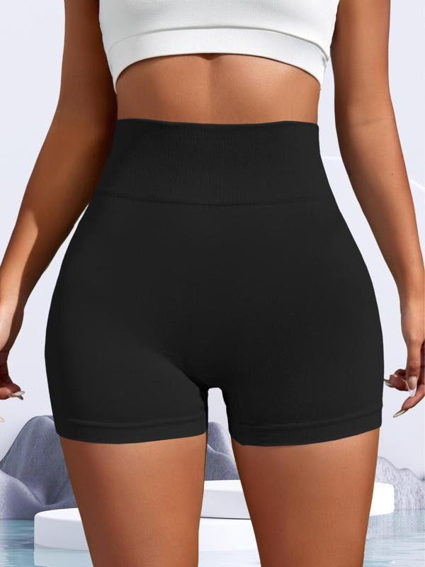 Women's Solid Ruched High Waist Sports Shorts, Breathable Comfortable High Stretch Yoga Shorts, Ladies Sportswear for Indoor Outdoor Wear