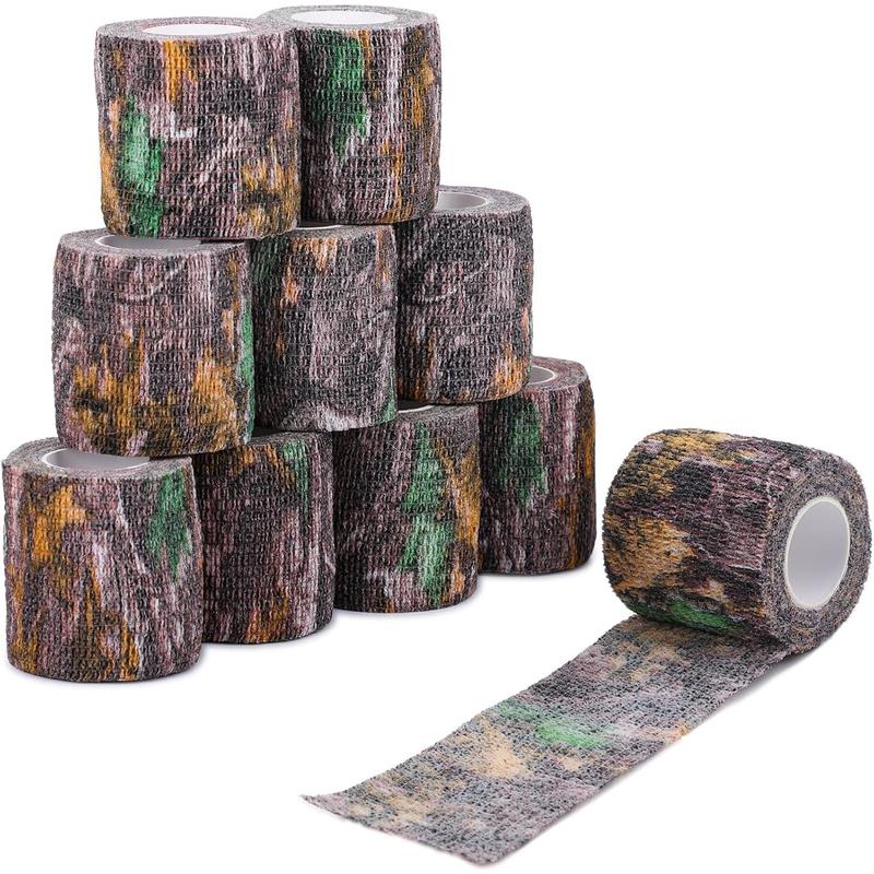 10 Roll Camo Tape Wrap, Camouflage Self-Adhesive Camo Stick Bandage for Outdoor Sports Climbing Camping, 2in x 14.76ft for Range Finder Camera Flashlight Bicycle