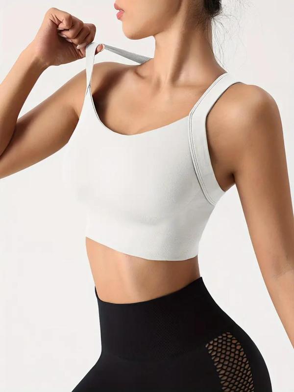 Women's Solid Criss Cross Backless Sports Bra, Sports Bra for Women, Breathable Comfortable Wireless Sports Bra, Bras for Women, Ladies Sportswear for Yoga Gym Workout