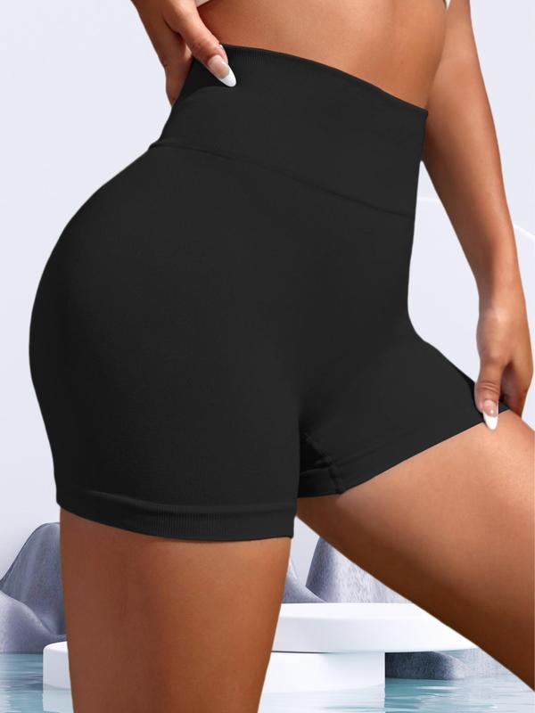 Women's Solid Ruched High Waist Sports Shorts, Breathable Comfortable High Stretch Yoga Shorts, Ladies Sportswear for Indoor Outdoor Wear