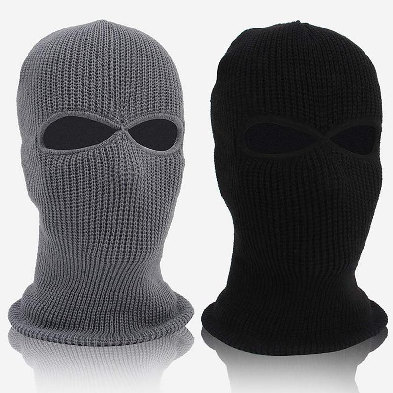 Winter 2 Hole Knitted Full Face Cover Ski Mask Bike Cycling Balaclava Headwrap for Women Men Outdoor Sports