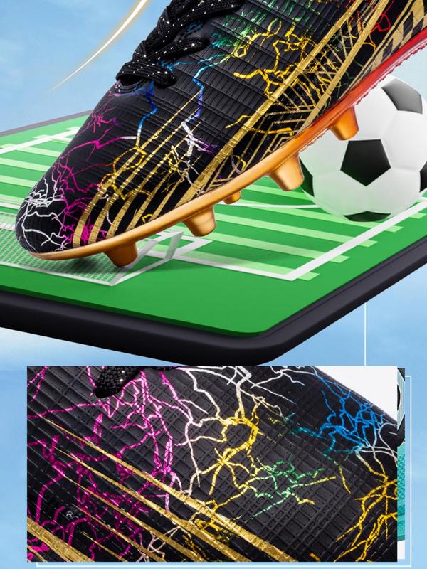 Football Accessories Colorblock Lace Up Soccer Shoes, Outdoor Sports Wear Football Training Shoes For Competition, High Top Non-Slip Football Cleats