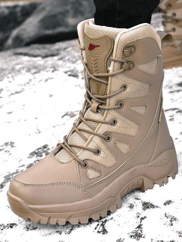 Men's Plain Outdoor Hiking Boots, Casual Sporty Warm Thickened Snow Boots, Non-slip Wear-resistant Waterproof Hiking Outdoor Shoes for Activities