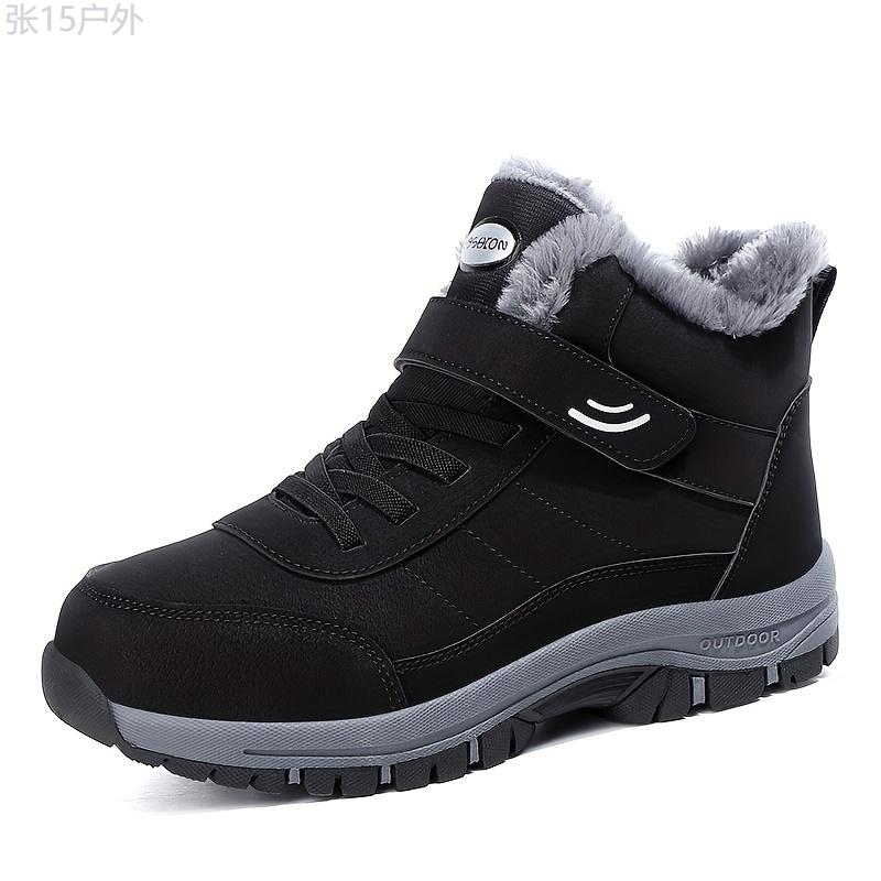 Men's Slip Resistant Snow Boots, Winter Thermal Shoes, Windproof Hiking Boots With Fuzzy Lining