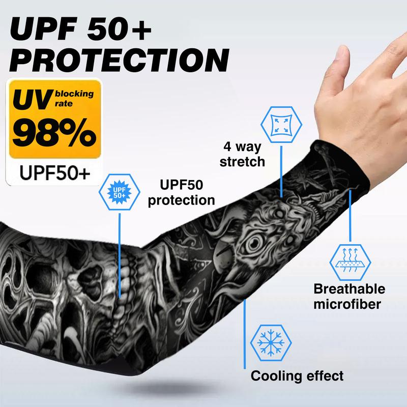 2 Pairs of Tattoo Sleeves, Unique Arm Sleeves, Sun Resistant Cooling Sleeves, UV Protection Cover for Sports sport arm